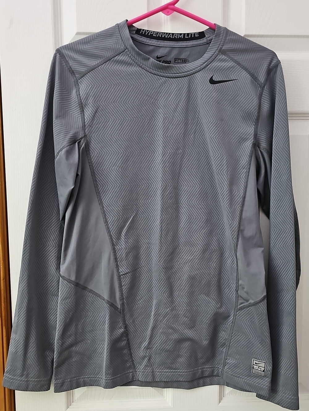 Nike Gray Hyperwarm Lite Long Sleeve Performance Top